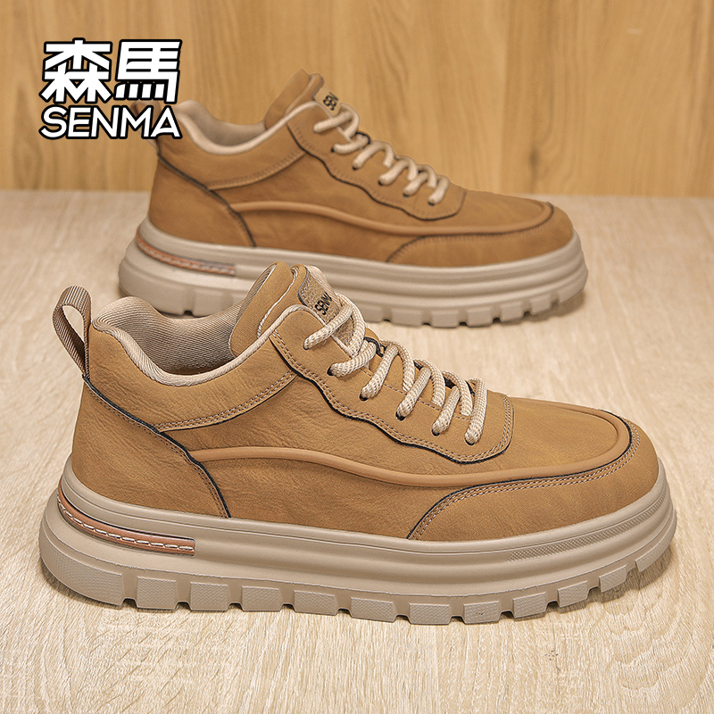 森马男鞋2025冬季新款复古百搭马丁短靴男士休闲皮鞋运动工装板鞋主图