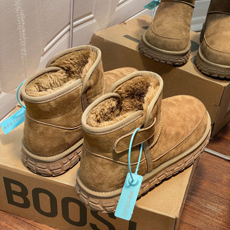 羊皮毛一体桑坡雪地靴男冬季青少年防水防滑棉靴加绒厚底保暖棉鞋