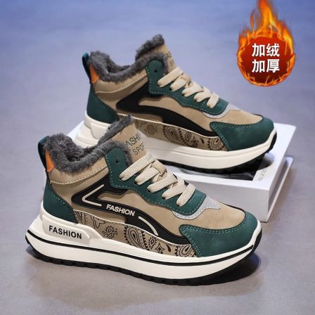 官网C&K男鞋冬季加绒加厚高帮保暖青少年运动鞋增高老爹防寒棉鞋