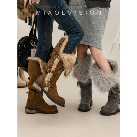 「妙侣」斯拉夫~加绒俄式雪地靴长筒雪地鞋女冬厚底保暖毛毛靴子