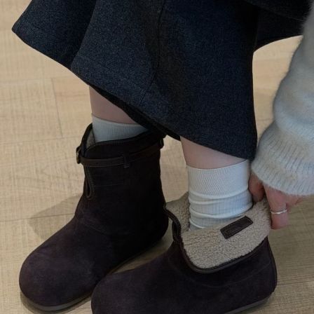 MFX 真皮女鞋2025冬真皮圆头短靴韩系雪地靴 125-03