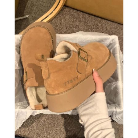 加绒厚底全包勃肯鞋女鞋子2025新款冬季复古乐福鞋棉鞋保暖雪地靴