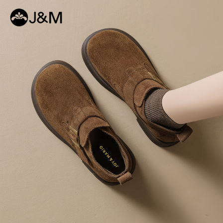 J＆M/快乐玛丽厚底耐磨复古勃肯鞋2025冬季新款加绒舒适休闲女鞋