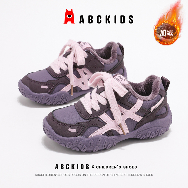 ABCkids童鞋女童运动鞋加绒冬季防滑跑步德训鞋秋冬儿童鞋子棉鞋主图