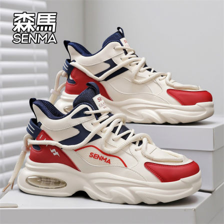 森马男鞋2025新款冬季潮流百搭高帮老爹鞋厚底增高减震休闲运动鞋