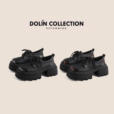 【安晴粉丝】Dolin collection-B厚底增高英伦女擦色方头乐福鞋