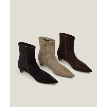 【鞋匠女王×秋冬艏选】磨砂瘦瘦靴弹力袜子靴尖头粗跟短靴短筒