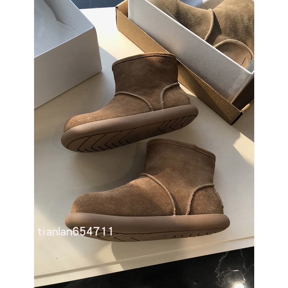 今年实在很火~！头层磨砂牛皮 大土豆雪地靴加绒羊毛短靴中筒靴主图