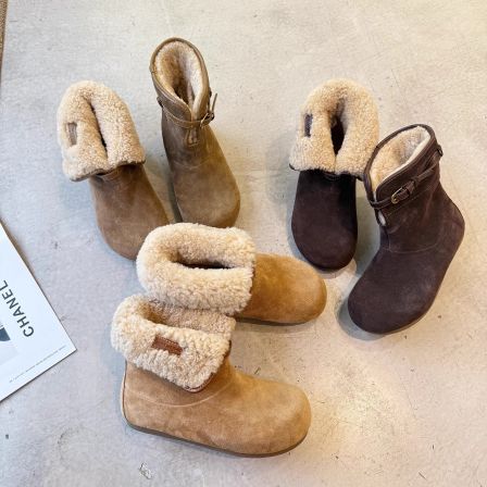 真皮羊毛一体两穿雪地靴女冬加绒2025新厚底复古博肯短靴东北棉鞋