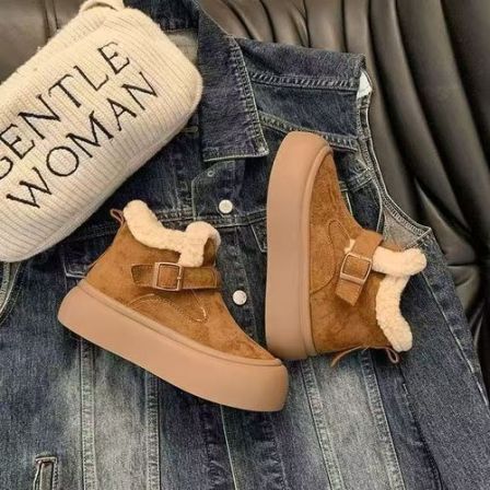 冬季新款高帮女鞋网红时尚休闲百搭厚底加绒鞋棉鞋时尚