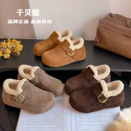 厚底增高加绒全包勃肯鞋女2025新款冬毛毛鞋雪地靴保暖勃肯