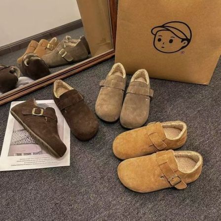 新款全包勃肯鞋增高加绒毛毛2025秋冬保暖轻便勃肯鞋懒人鞋加厚