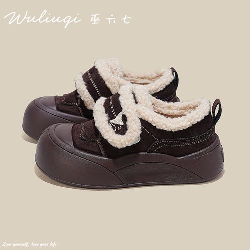 巫六七【原创新品】女鞋2025秋冬加绒保暖防滑魔术贴学生百搭棉鞋主图