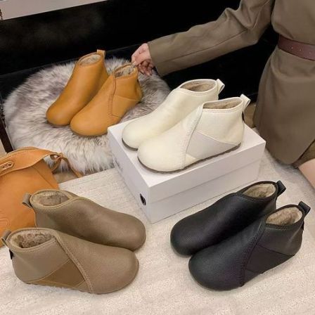 「有运费险」2025年冬季加绒雪地靴休闲风风棉鞋一脚蹬妈妈鞋保暖