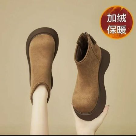A02英伦博肯短靴女2025冬季新款复古厚底马丁靴女冬加绒保暖雪地