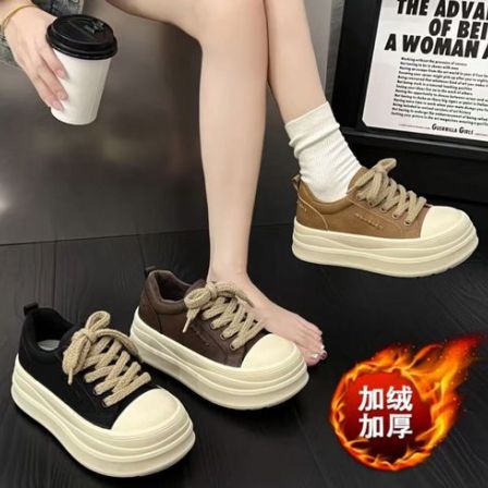 秋冬款增高板鞋时尚休闲鞋厚底饼干鞋小白鞋学生百搭休闲鞋