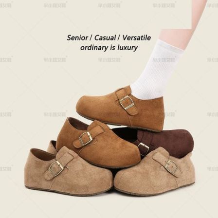 【MUXINHUI品牌】包跟勃肯鞋女单鞋秋冬外穿一脚蹬厚底加绒鞋638-1