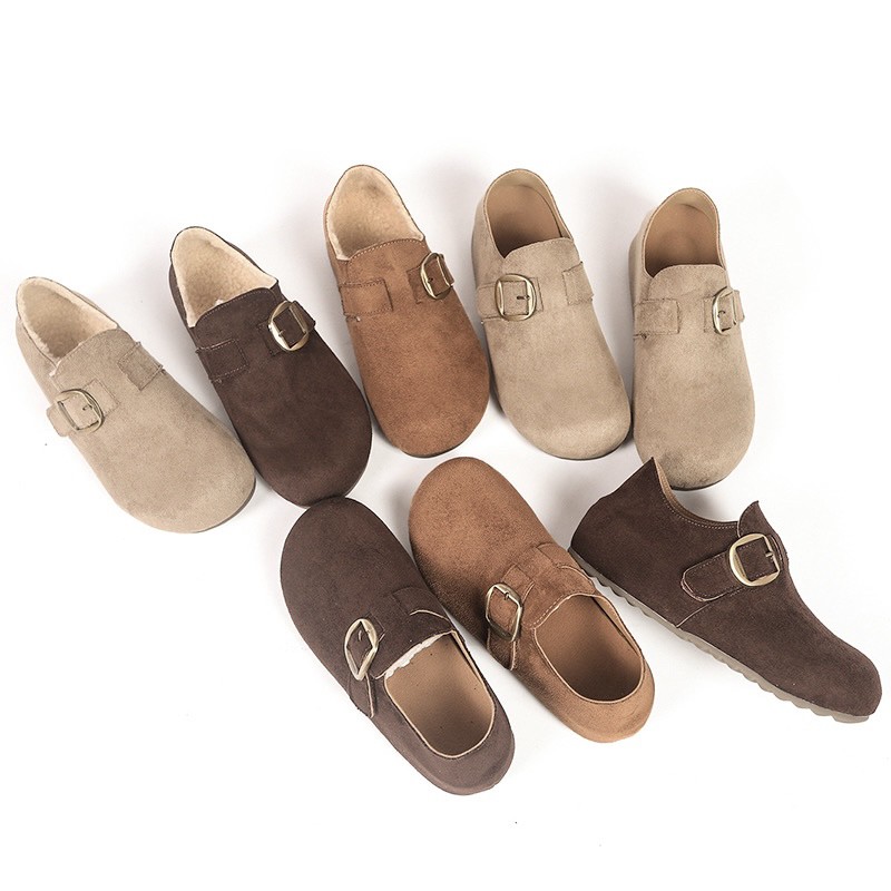 勃肯鞋女2025新款冬季加绒保暖棉鞋复古ins百搭毛毛勃肯鞋5360主图