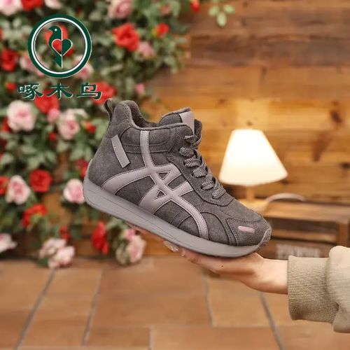 啄木鸟2025年冬季新款棉鞋女鞋加绒运动休闲鞋防滑舒适高帮鞋主图