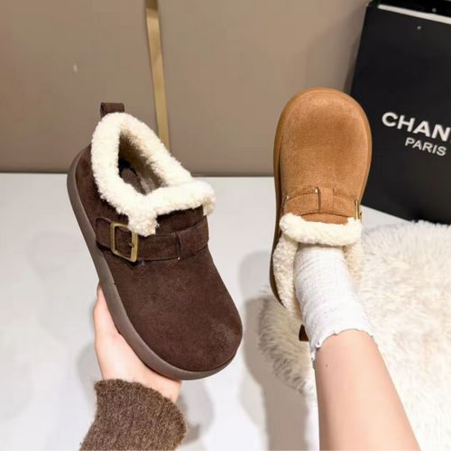 厚底小土豆勃肯鞋冬季新款加绒毛毛棉鞋一脚蹬保暖雪地靴主图