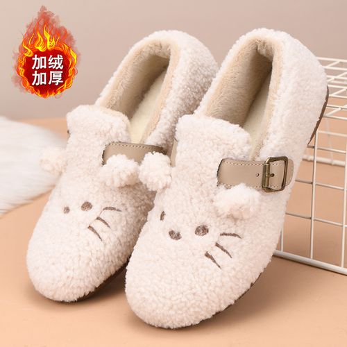 秋冬新款猫猫勃肯鞋时尚休闲外穿居家棉鞋软底舒适圆头毛绒女鞋主图