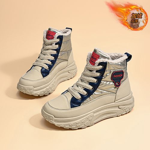 鞋子女新款2025冬季女鞋保暖高帮雨伞布加绒短靴厚底增高棉鞋潮鞋主图