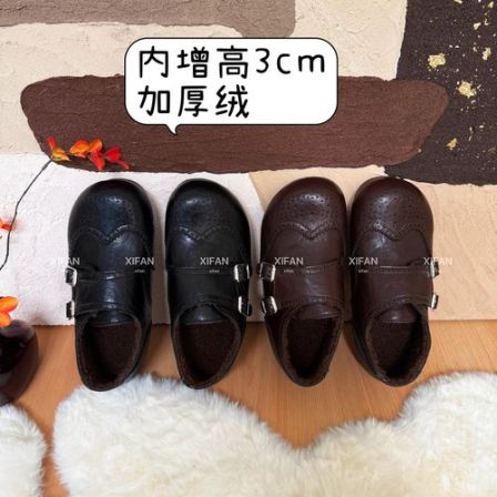 【喜番】2025秋冬新款纯色民族风勃肯布洛克皮面雕花棉鞋东大门韩版