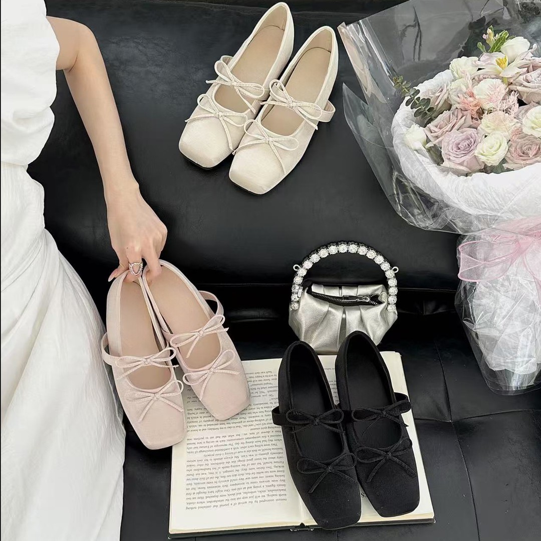 【肖然好物】MIVEAKA米薇卡 内增高芭蕾鞋蝴蝶结方头玛丽珍鞋单鞋主图