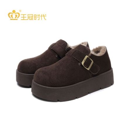王冠厚底加绒勃肯鞋增高2025冬季新款加厚保暖毛毛鞋秋冬雪地靴子