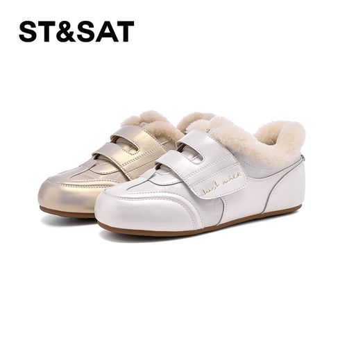 星期六复古德训鞋女2025冬季新款保暖舒适轻便百搭外穿毛毛休闲鞋主图