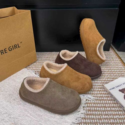 韩版包头鞋女2025秋冬新款磨砂皮百搭一脚蹬时尚圆头勃肯小土豆主图