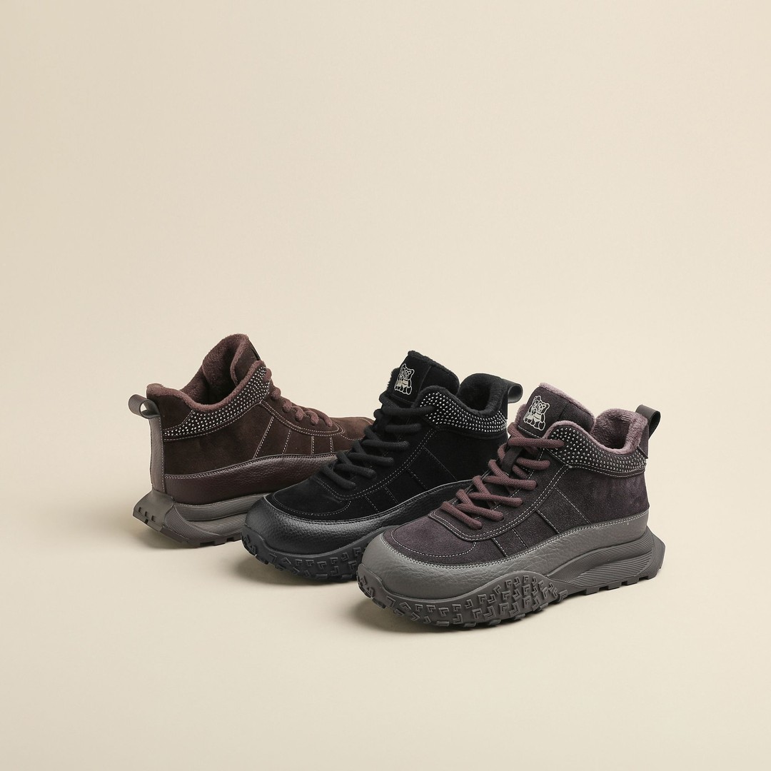 冬季新款时尚休闲女鞋潮流高帮棉鞋潮鞋厚底防滑冷粘7012-6//HMT主图