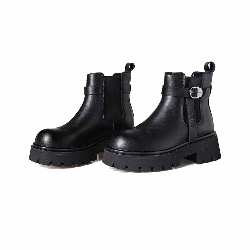 【运费补贴】冬季时尚百搭复古经典加绒厚底切尔西马丁靴8801-1 DD主图