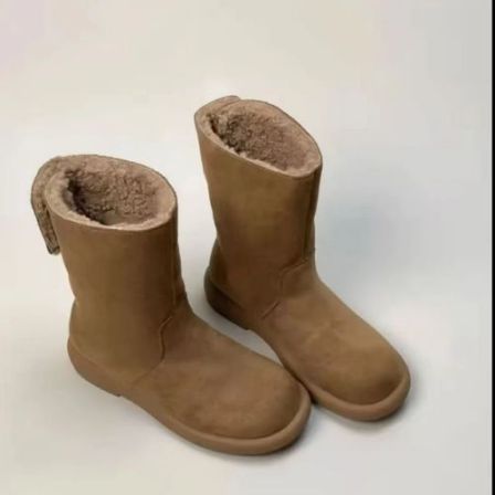 爆款磨砂皮羊羔绒毛毛鞋翻领两穿雪地棉靴短靴显瘦时尚套筒女靴潮