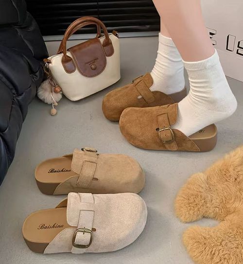 【品牌】5cm厚底包头拖女增高一脚蹬女2025秋季外穿博肯半拖丽638主图