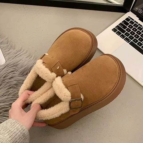 2025年新款加绒勃肯鞋女秋冬新款厚底休闲棉鞋懒人鞋主图