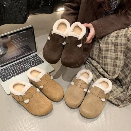 【交个朋友专属】珍妮姿勃肯鞋复古港风包头拖厚底秋冬加绒全拖