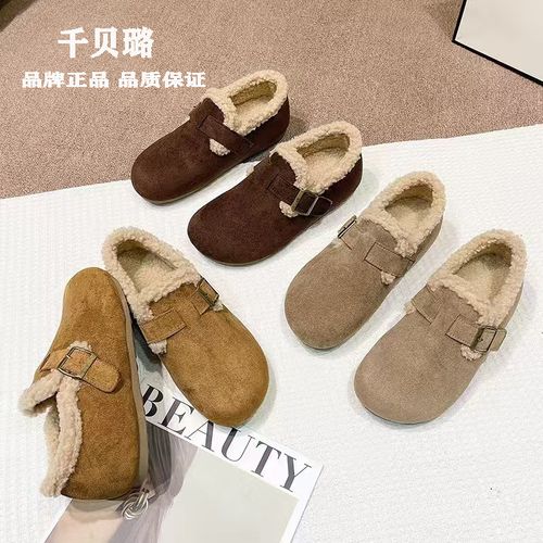 2025冬季新款勃肯鞋保暖加绒毛毛时尚休闲鞋舒适防滑复古女鞋主图