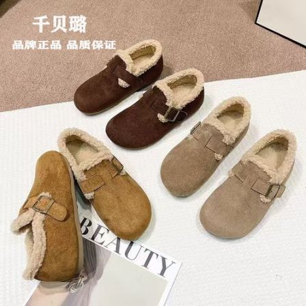 2025冬季新款勃肯鞋保暖加绒毛毛时尚休闲鞋舒适防滑复古女鞋