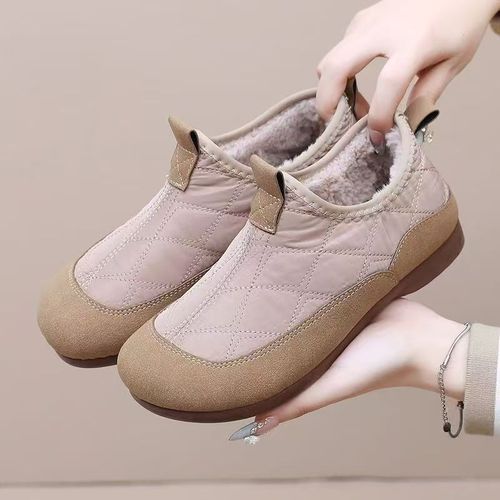 冬季女一脚蹬妈妈鞋软底时尚雪地靴防滑百搭短靴保暖休闲棉鞋主图