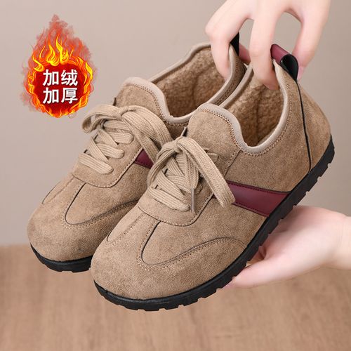 爆款德训鞋女冬季棉鞋复古圆头休闲鞋加绒保暖时尚百搭软底防滑主图