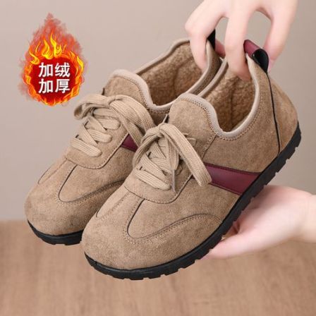 爆款德训鞋女冬季棉鞋复古圆头休闲鞋加绒保暖时尚百搭软底防滑