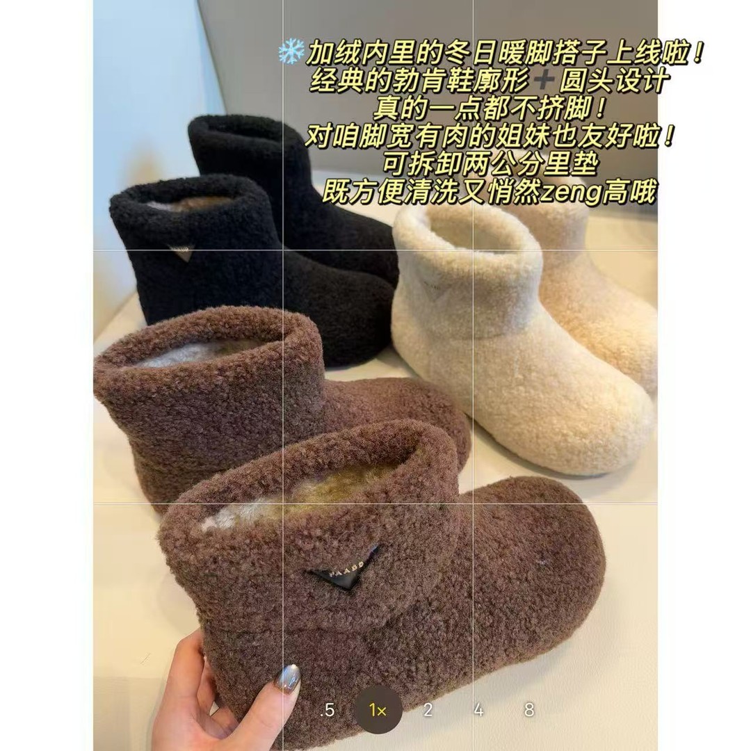 徐秋阳  毛毛短靴  冬季仿羊卷绒密实加绒保暖内高2公分毛毛短靴主图