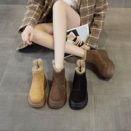 厚底马丁靴女款2025新款短靴棕色西部靴厚底英伦风马丁靴1508