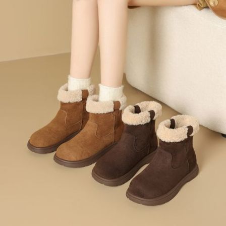 【ZHR则则】加绒保暖时尚平底短靴短筒套脚复古时装女靴CE110B
