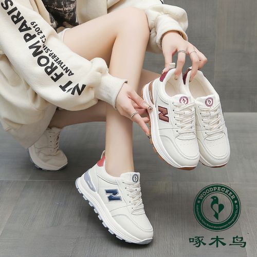 啄木鸟老爹鞋女2025冬季加绒百搭时尚厚底轻便休闲运动鞋女25802主图