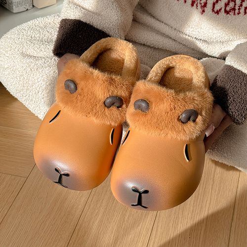 卡通卡皮巴拉琥珀流光外穿棉拖鞋水豚毛绒防水居家女2025冬季新款主图