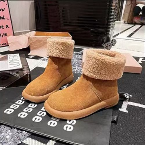 【专柜品质】雪地靴女2025冬季加绒加厚后搭扣平底短靴中筒靴靴子G主图