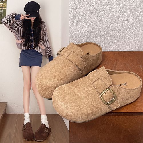 5cm小个子一脚蹬博肯欧货外穿勃肯鞋女2025秋季新款包头半拖厚底主图