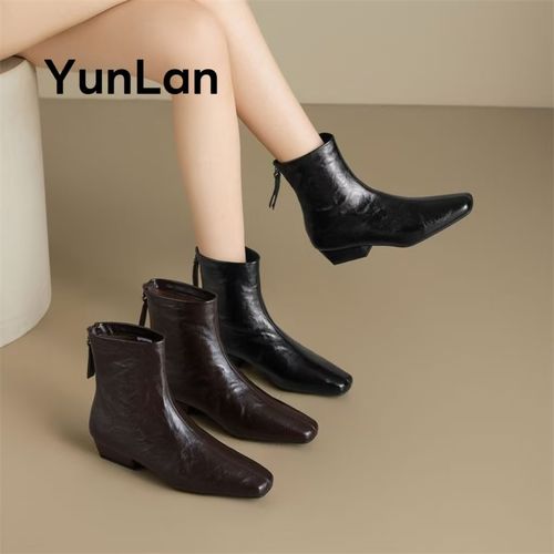 2025冬季新款防滑方头短靴粗跟低跟瘦瘦靴高跟百搭时尚女秋季主图